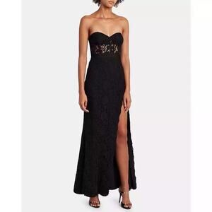 Fame & Partners Black Hourglass Side Laces Mariposa Strapless Slit Dress Size 10